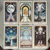Baraja de Tarot del Gato 78 Cartas con Guía, Tarjetas de Tarot con Temática de Gato Blanco Lindo 11*6.2cm Cartas de Adivinación en Caja de Lata Portátil