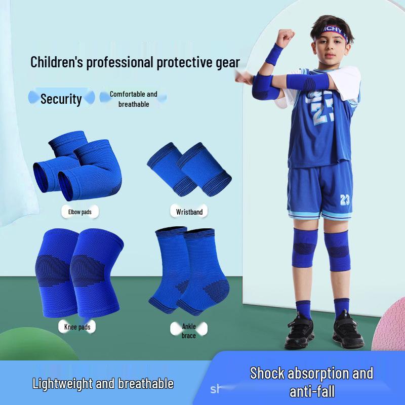 

Kids Sports Protective Set: Knee, Elbow, Wrist, Ankle Pads for Crawling, Dancing, Skating, Football, Basketball S (66-121 lbs)