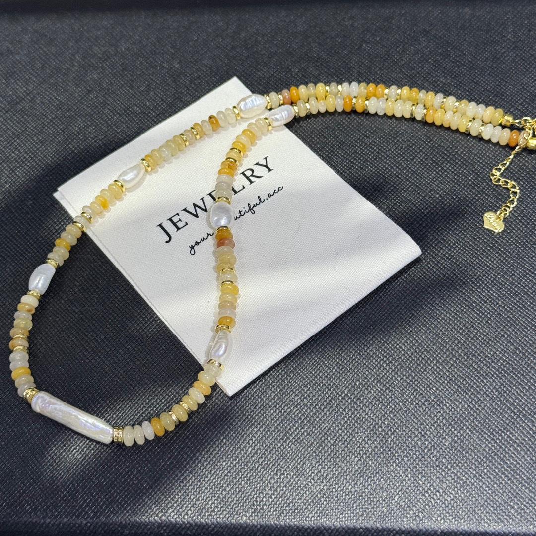 Silver Bar Freshwater Pearl Natural Stone Necklace Temperament Dopamine Beaded Baroque Freshwater Pearl Collarbone Chain