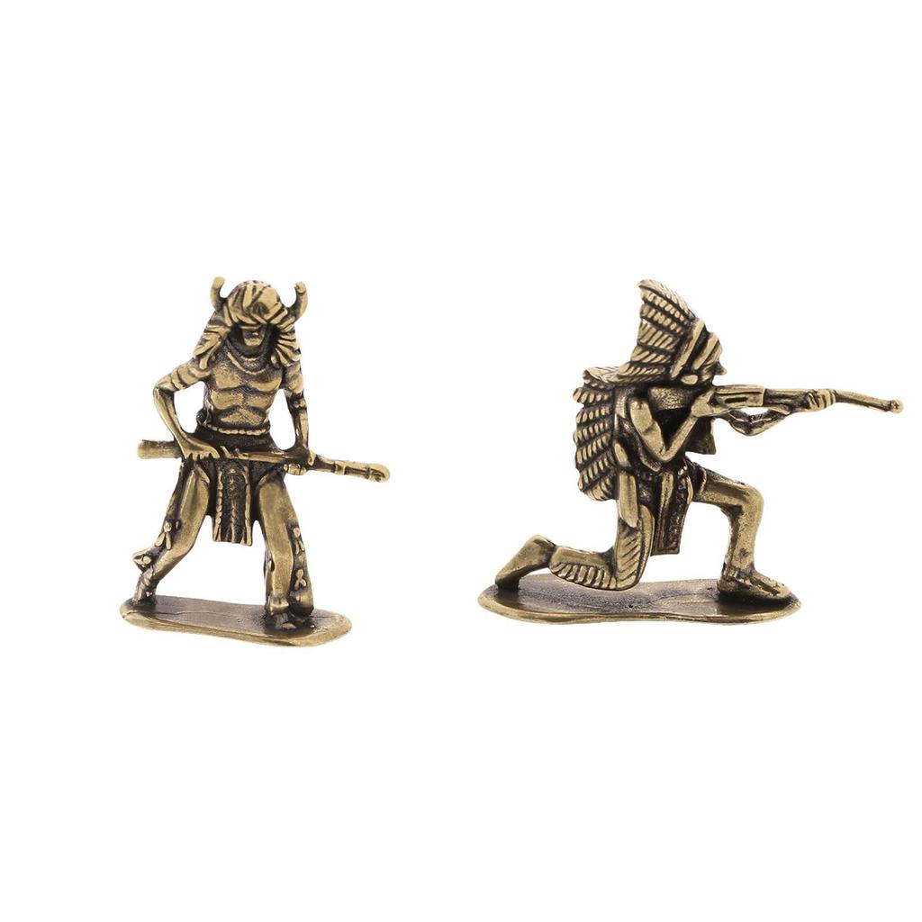 Indische Kriegerfigur, Robuste Messingstatue Skulptur für Vitrine, Schreibtisch, Heimdekoration