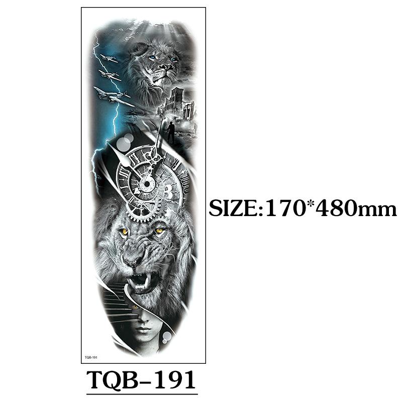 

Наклейка тату на всю руку Вся рука, Большая картинка Лев Тигр Волк Животное Большая Цветок Наклейка тату на руку 170*480mm
