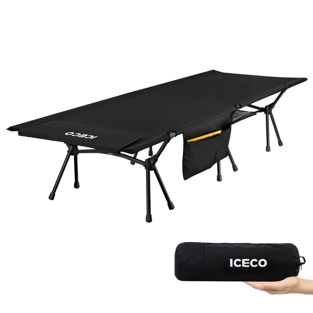 Upgrade ICECO Camping Cot 2WAY 1000D Load Capacity 180KG Lightweight Switchable Silent Design Camping Outdoor Bed Foldable Easy Assembly Compact