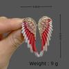 Sparkling Rhinestone Gradient Enamel Brooch Angel Wings Shape Exquisite Fashion Jewelry for Women Daily School Outfit Decor