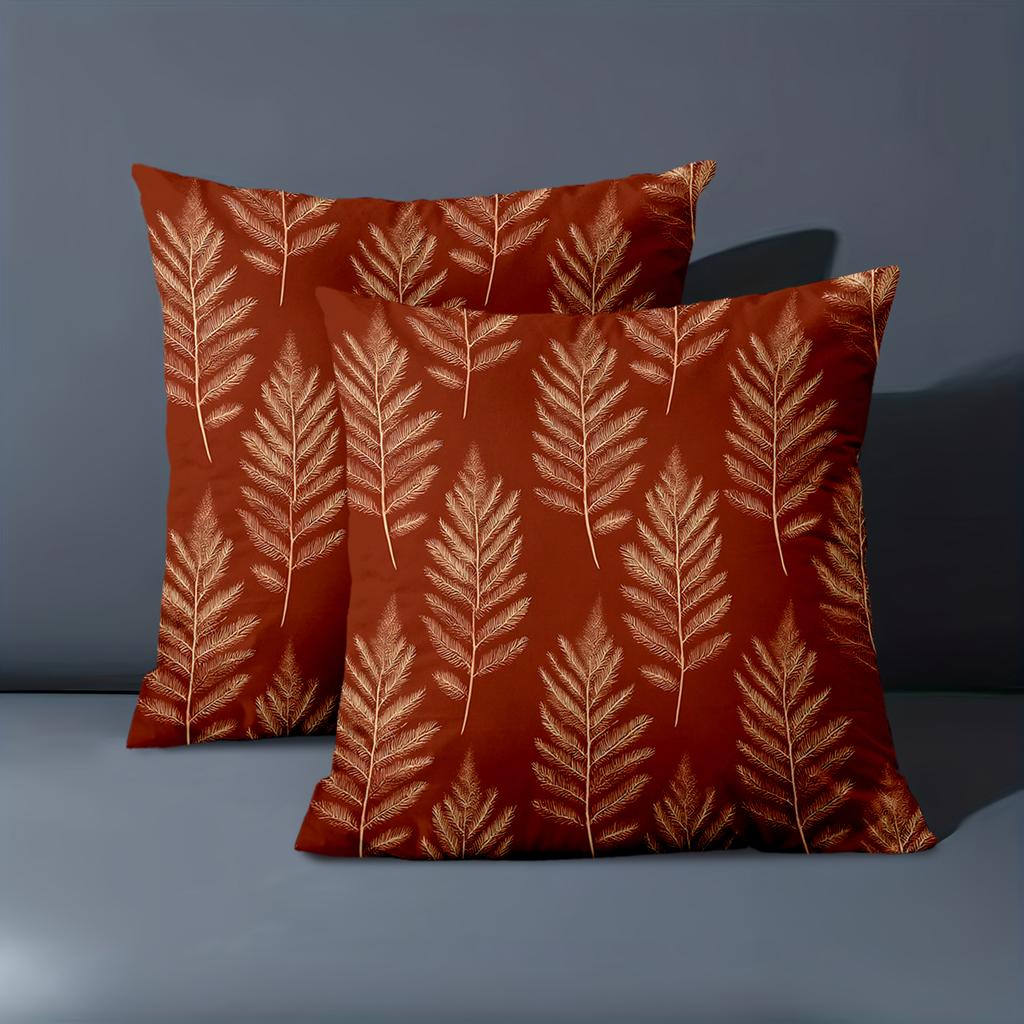 1 pieces -2D flat printing Red Pillows With Golden Leaf Pattern For Home Polyester pillowcase, sofa decorative cushion cov