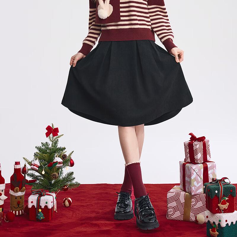 Betu Women's High-Waist Corduroy A-Line Skirt