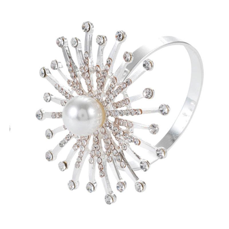 

4 шт., кольца для салфеток с подсолнухом и стразами для праздника, свадьбы, вечеринки, украшение стола, держатель для салфеток 4pcs серебряный