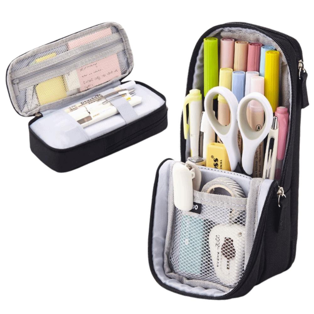 Double-layer Pen Storage Bag Simple Student Stationary Boxes Folding Pencil Case  Children