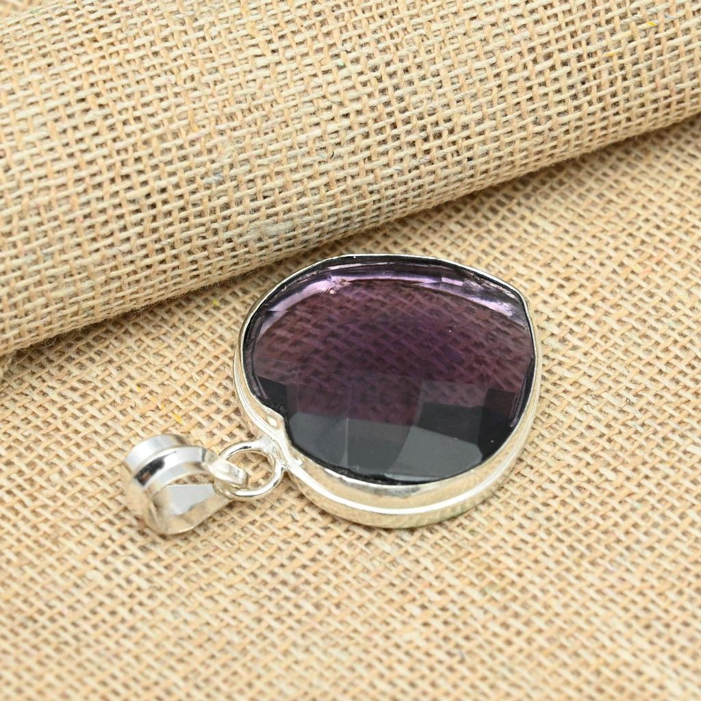 Purple Amethyst Gemstone 925 Sterling Silver Jewelry Handmade Fancy Pendant