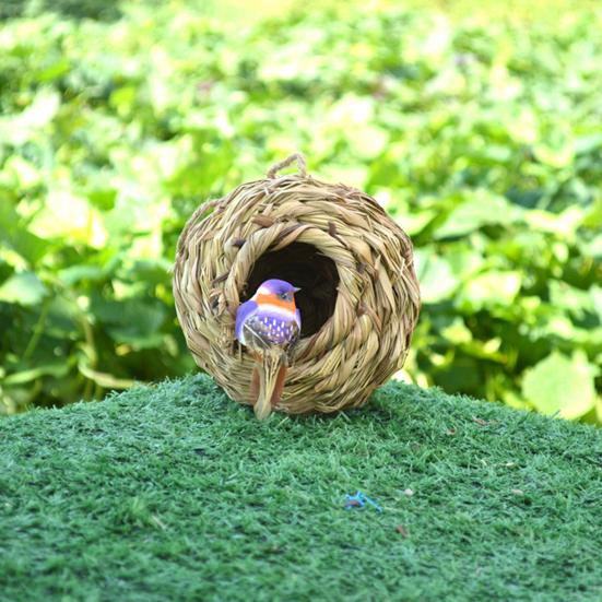 Outdoor Bird Nest Natural Grass Hand Woven Large Space Spherical Straw Bed Habitat Cave Comfortable Hummingbird Nest Courtyard