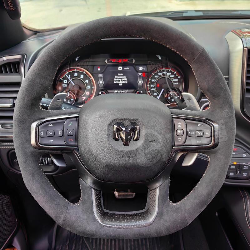 

Для Dodge Ram 1500 TRX Ручная прошивка Нескользящая Замшевая оплетка на руль автомобиля 1