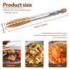 11 Inch Food Tongs Wood Cooking Tongs with Wood Tips and Stainless Steel Handle Locking Wood Tong for Cooking Serving Grilling
