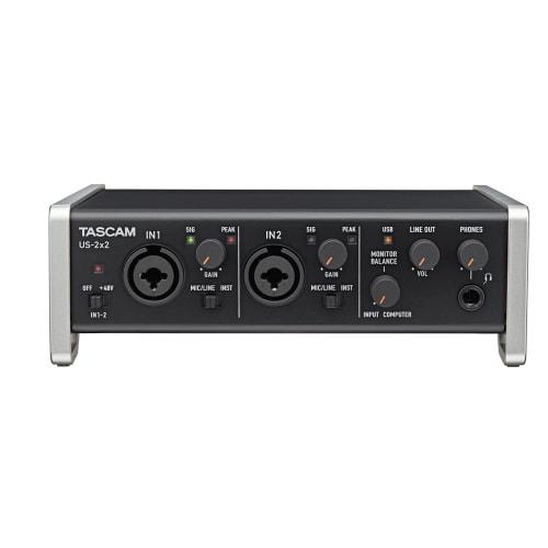 TASCAM US-2x2 Audio MIDI Interface, USB 2.0, iPad Connection, 2 Inputs, 2 Outputs, High-Resolution Audio Compatible