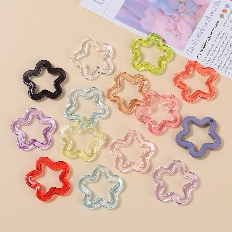 10/20Pcs 30mm Acrylic Transparent Star Pendant Loose Spacer Beads for DIY Jewelry Bracelet Earring Necklace Making Accessories