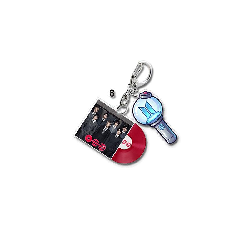BTS Vinyl Record-style Keychains, Cute Real-life and Cartoon Member Designs, Celebrity Merchandise Support Pendants, 8 Styles Available