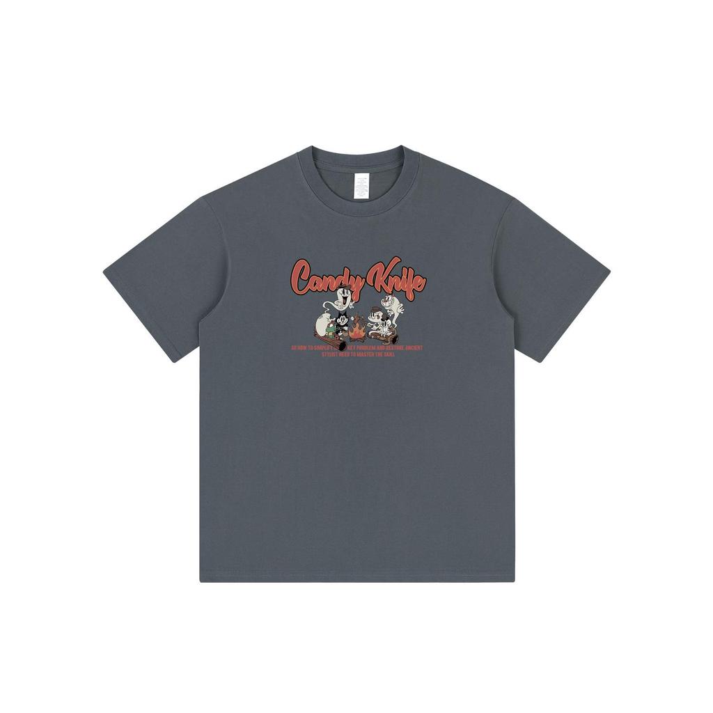 Retro Cartoon Print Short Sleeve Unisex T-Shirt - Pure Cotton, Stylish Summer Fashion