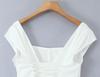 2025 Autumn/Winter Women's Retro Square Neck Dress with Hollow Back and Tie-up Detail