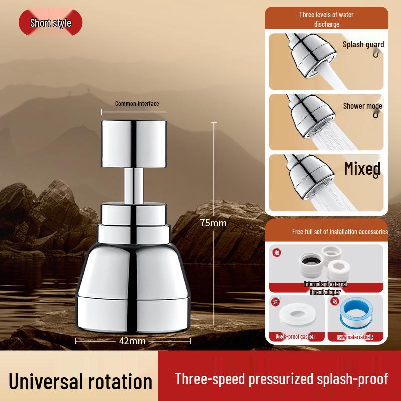 Universal Rotatable Shower Head with Splash-Proof Faucet Extension for Kitchen