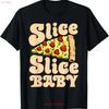 Pizza Slice Baby Funny Women Italian Food Lovers Retro T Shirt for Da Vintage Washed Streetwear Top For Everyday Wear