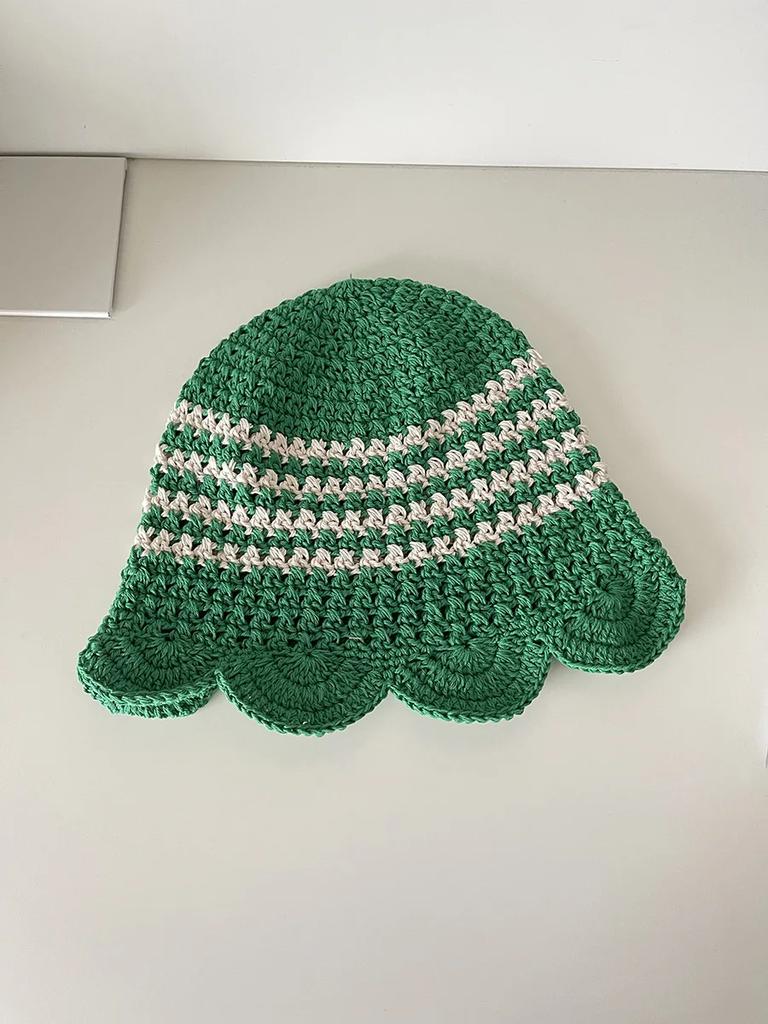 Y2K Korean-Japanese Hand Bucket Crochet Bucket Hats For Women Spring Autumn Winter Sun Cap Female Bow Designer Bob Basin Gorro