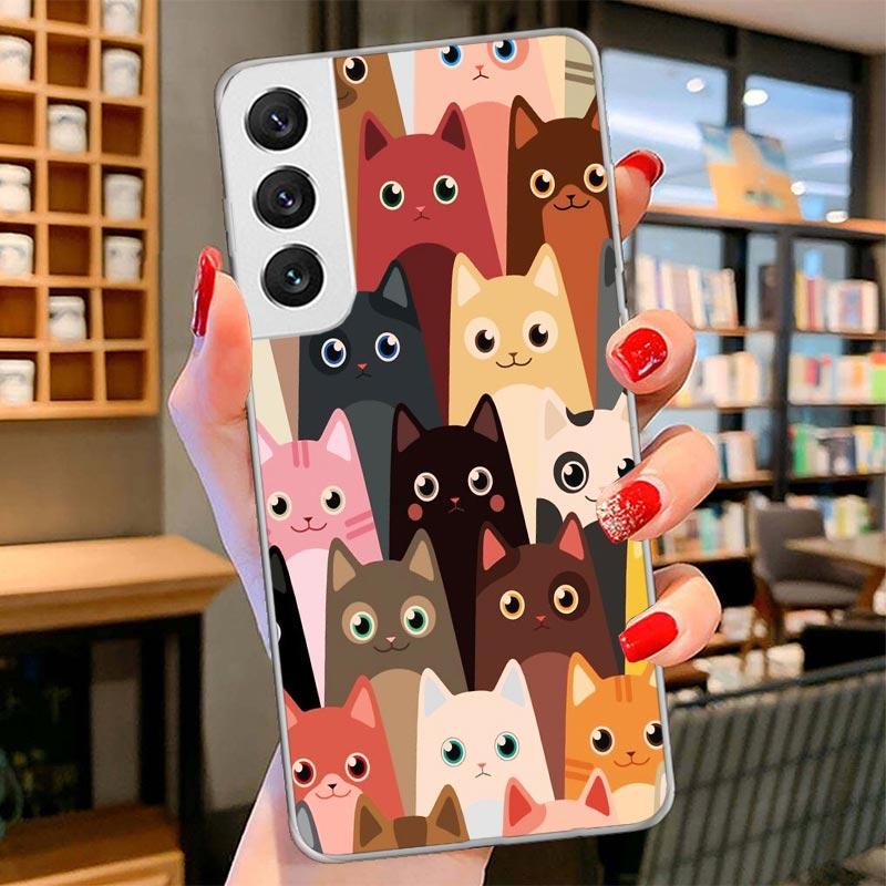 Cat Cute Kitten Cartoon Cover Phone Case For Samsung Galaxy S26 S25 Edge S24 Ultra S23 S22 Plus S21 S20 FE Soft Fundas Shell Gal