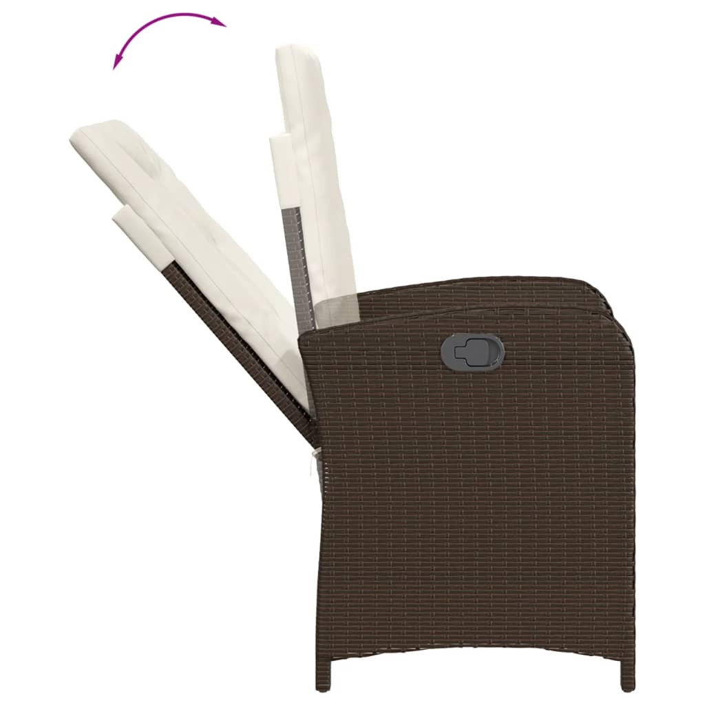 Vidaxl 3-Cz. Garden Furniture Set With Cushions, Brown, Poly Rattan