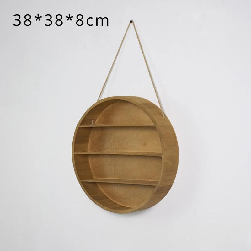 Wall Mounted Storage Rack Background Wall Decoration Toy Classification Circular Hanging Wooden Frame