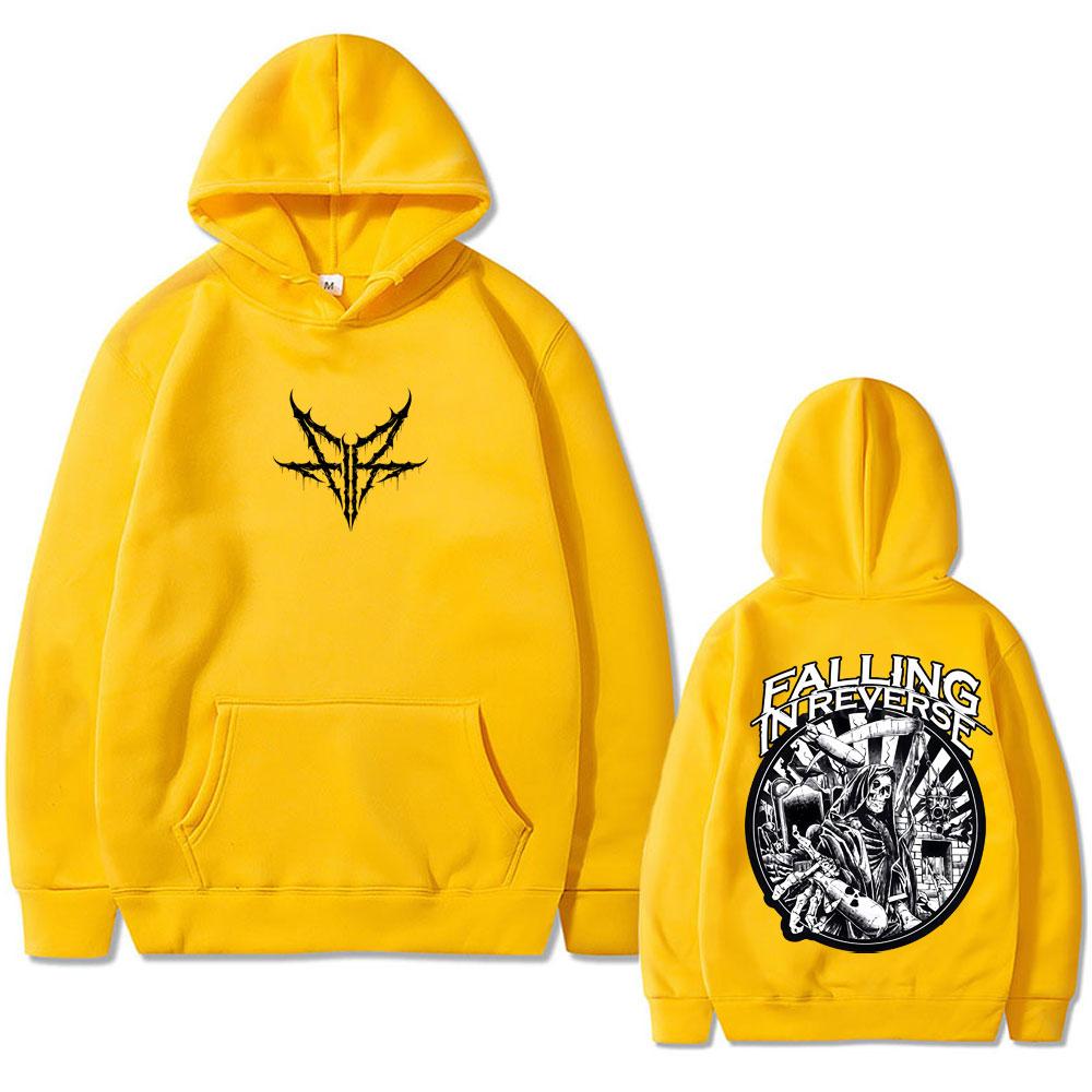 Rockband Falling in Reverse Skelet Grafische Hoodie Heren Dames Retro Gothic Punk Sweatshirt Herenmode Oversized Streetwear