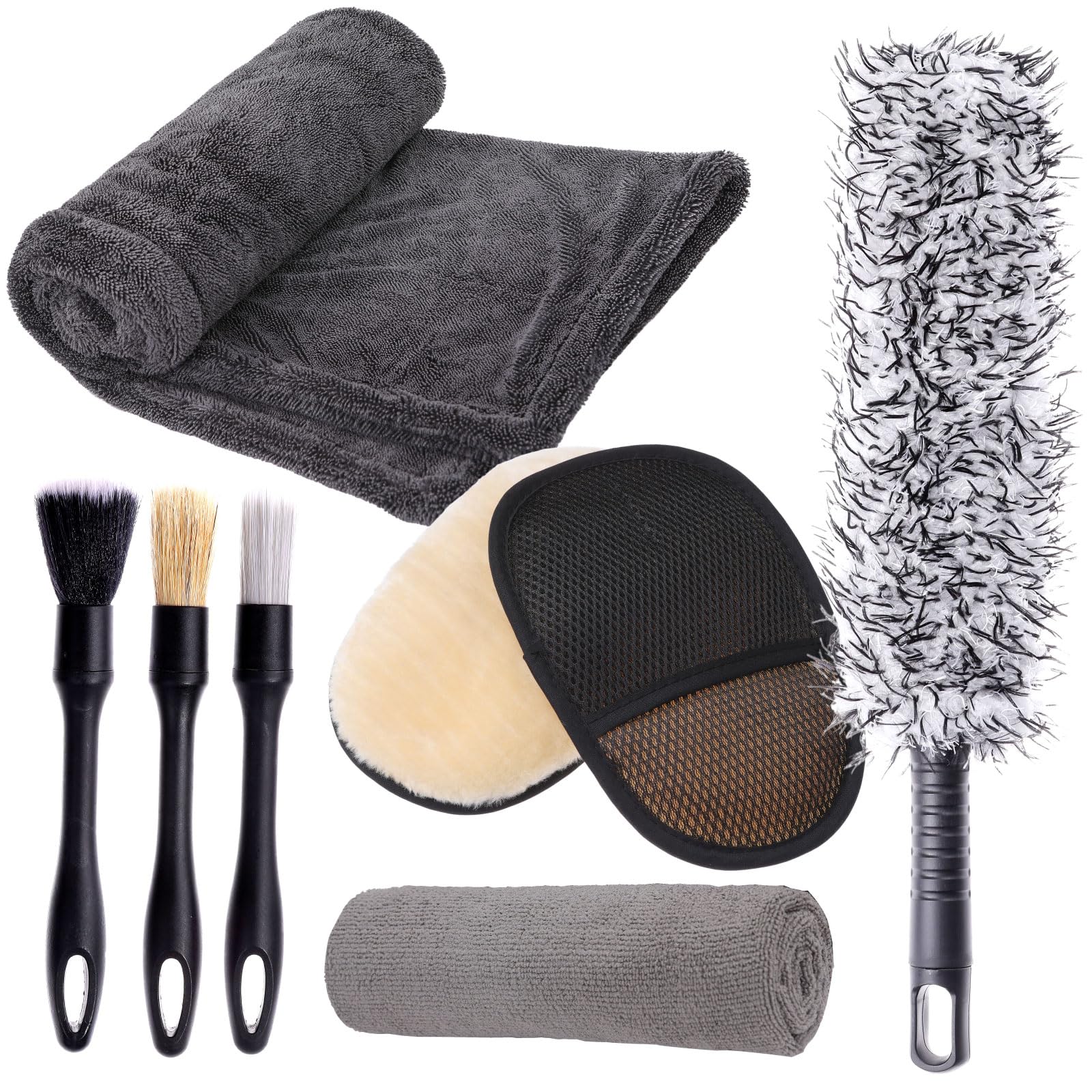 

Автомойка Экстра Толстое Полотенце для Автомойки Базовая Автомойка Включает Щетку для Колес и Щетку для Автомойки для Автомобилей и Мотоциклов Набор из 8 Предметов [Простой в Использовании Набор]