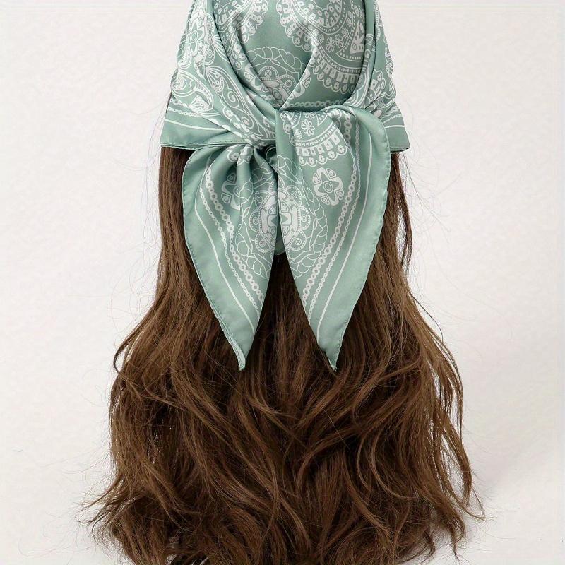 1pc Simple Printed 70s Square Scarf, New Spring Fashion Bandana for Women, Can Be Used As Belt, Bag Decoration, Ribbon