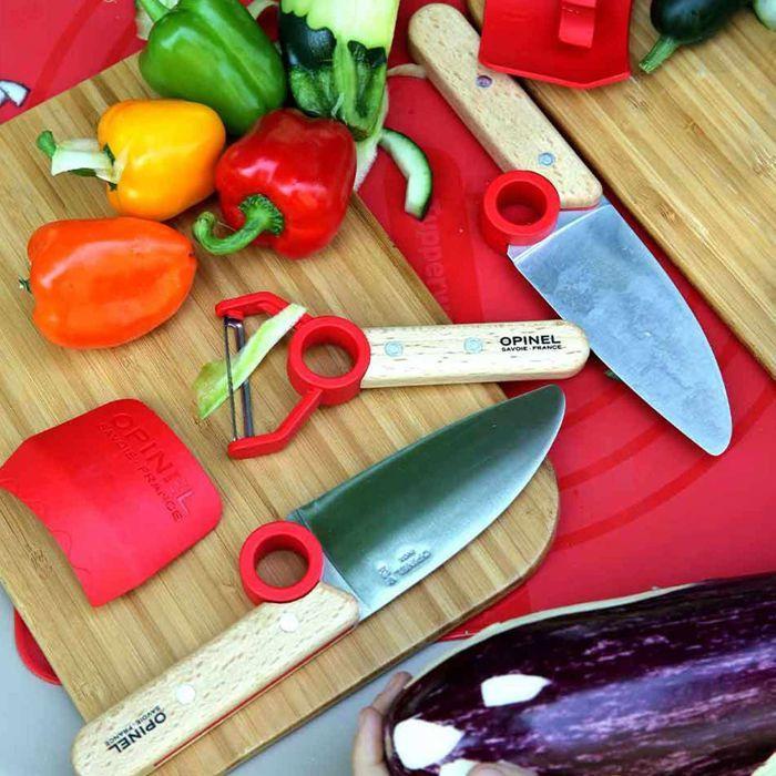 Learning Knife Set - OPINEL - Little Chef - Round-tipped Knife - Peeler - Finger Guard