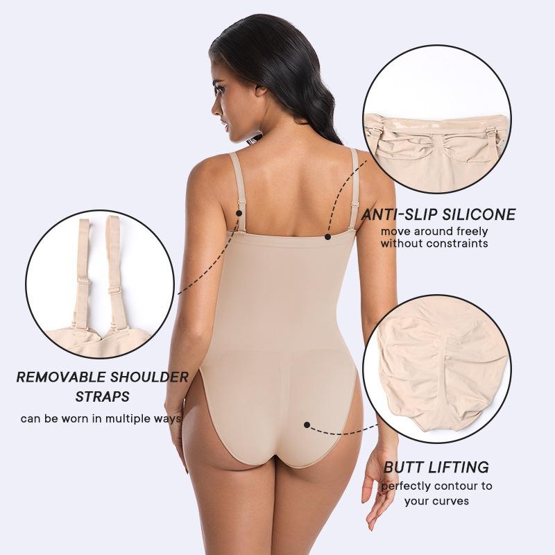 Women Seamless Strapless Detachable Strap One Piece Shapewear Bodysuit