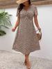 2025 European & American Summer Leopard Print Plus Size Women's Short Sleeve Dress