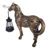 Patio Resin Decoration Solar Garden Horse Figurine Sculpture with Lantern Animal Desktop Retro Statue for Farmhouse Home Indoor Outdoor Decor Yard Art