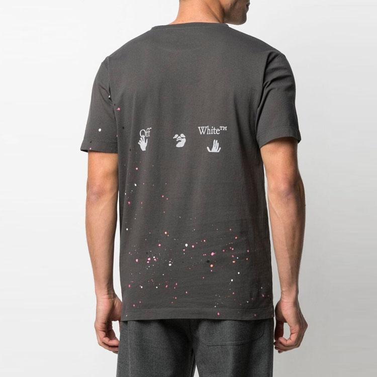 Off-White Vintage Paint Splatter Short-Sleeve Tee Magnet White Men Tops OMAA027S21JER0020601