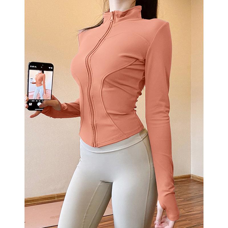 Sunscreen Clothes Stand-up Collar Tight Sports Jacket Women's Yoga Clothes Top Zipper Cardigan Running Fitness Clothes Jacket Long Sleeves