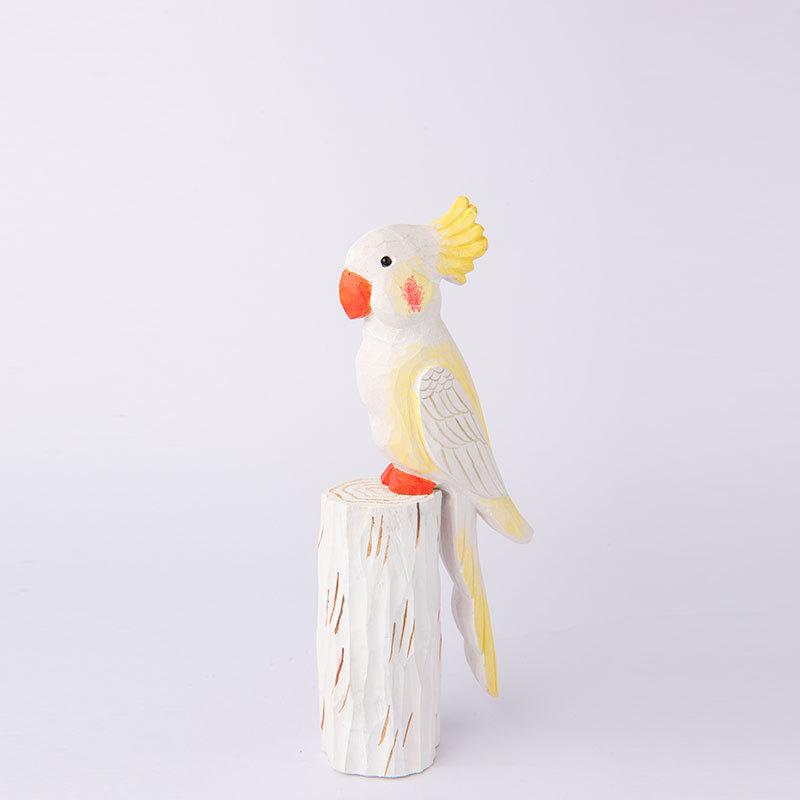 Wooden Parrot Figurine Animal Decor Gift For Office And Kids
