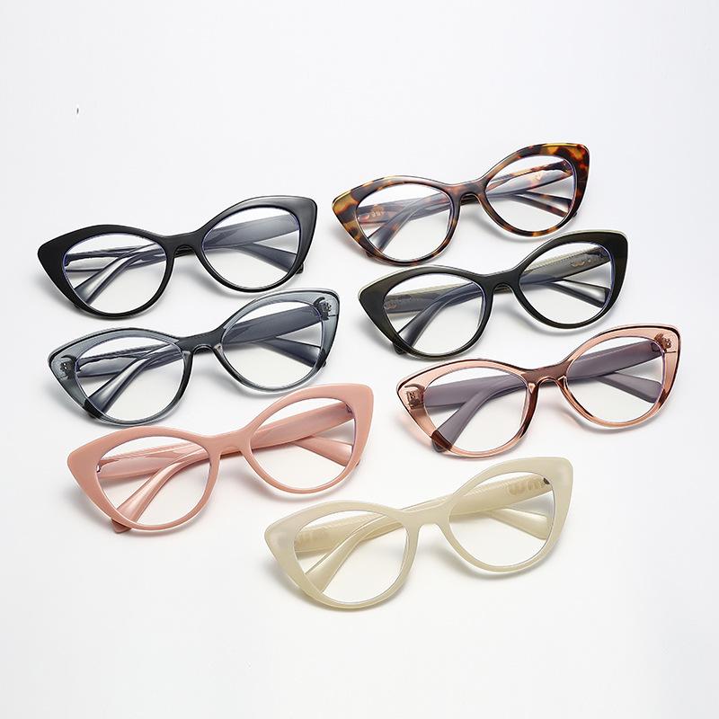 14532 Trendy Cat Eye Classic Glasses Frame 2024 New Fashion Anti-Blue Flat Glasses Unisex