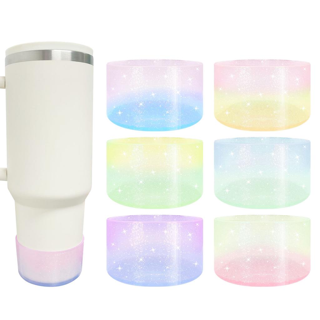 Silicone Glitter Bottle Bottom Sleeve Cup Accessories for Stanley Anti-Slip Water Bottle Pad Silicone Heat Insulation Cup Cover