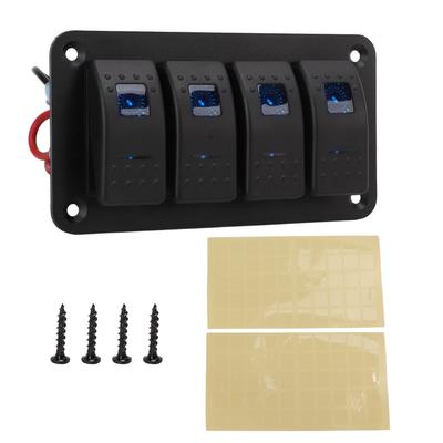 4-fach Kippschalterpanel Mehrfache Schutzvorrichtungen LED Blau Hintergrundbeleuchtet IP65 Wasserdicht für 12?24V