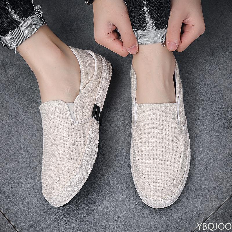 Men's summer linen Shoes Outdoor non skid versatile lazy shoe Trendy Fisherman's shoes Casual lightweight flats Homme