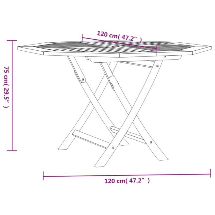 VidaXL Table pliable de jardin 120x120x75 cm bois massif de teck 362617