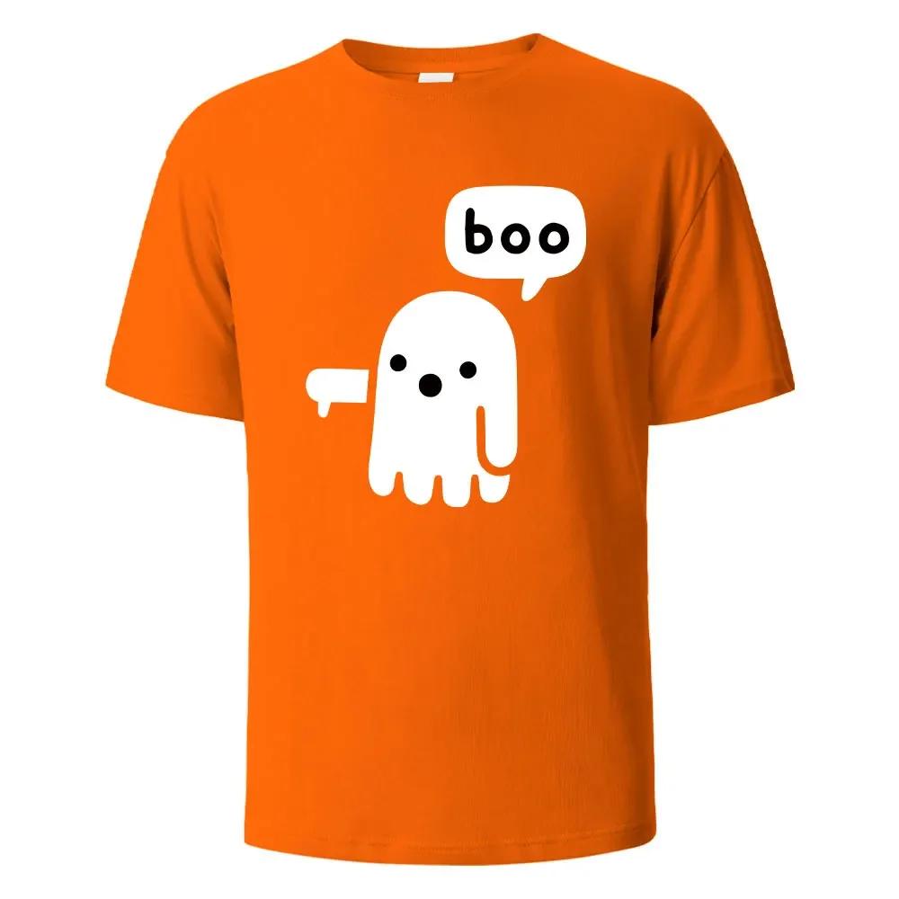 BOO Funny Street Printing T-shirt For Men Wowen 100%Cotton Summer Breathable Short-Sleeved Basic Tops O-neck Oversize Tees