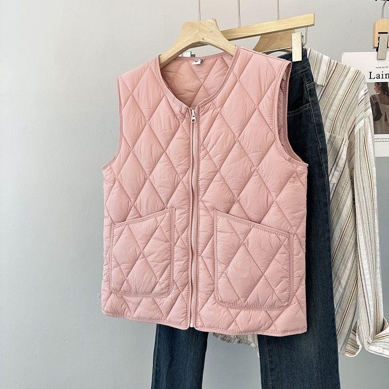 Large Size Autumn and Winter Down Cotton Vest Women's New Light and Enlarged Liner Vest Warm Backing Vest