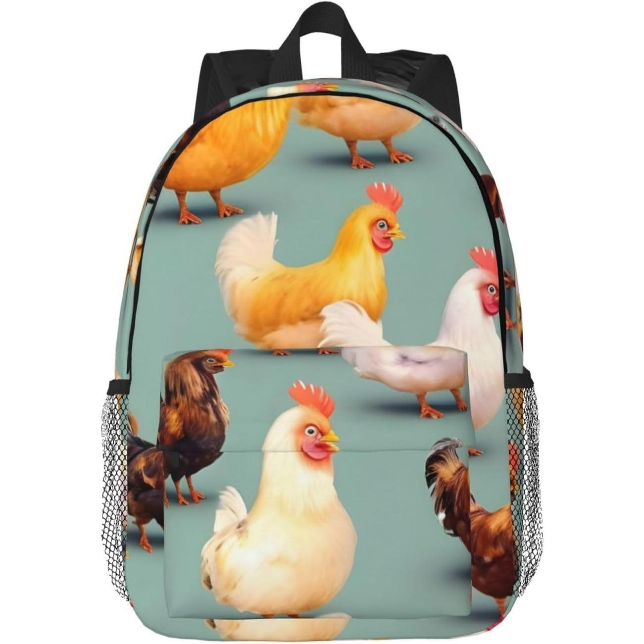 

Cute Chicken Walking Print Versatile Adult Backpack for Work Hiking Waterproof Backpack Laptop Compartment 15 inches