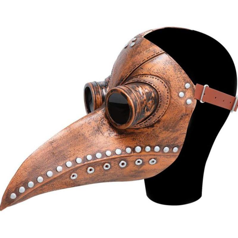 Maschera Nera in Gomma da Medico della Peste di Halloween Costume da Medico della Peste Steampunk Maschera Facciale in Lattice con Mascherina Gas Maschera Cosplay per Bambini e Adulti