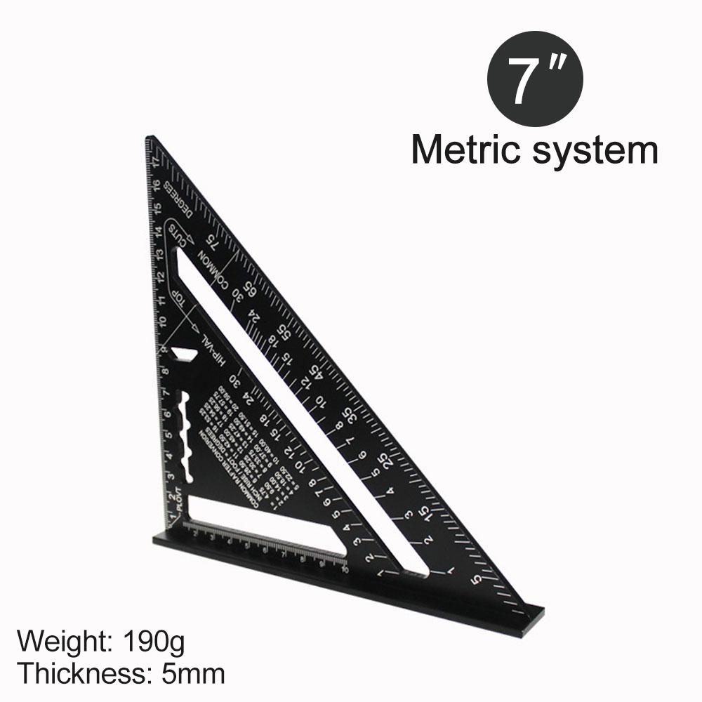 7Inch Metric Aluminum Alloy Triangle Ruler Triangle Ruler Triangular Protractor Square Measurement Woodworking Tools