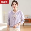Hengyuanxiang Women's Elegant Long-Sleeve V-Neck Knit Pullover