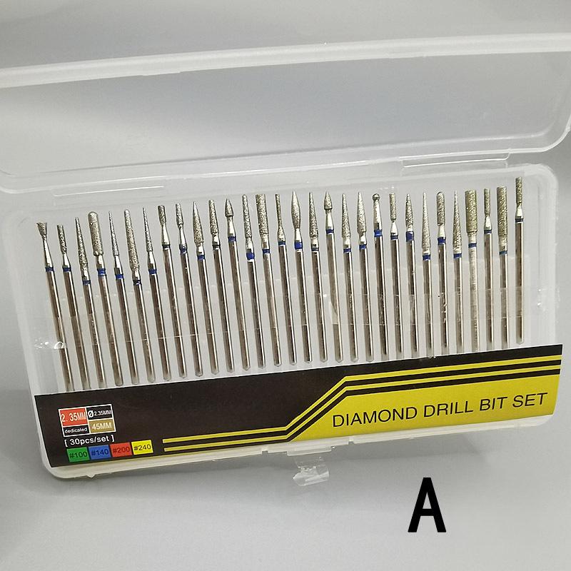 

30 шт./набор Алмазная шлифовальная игла Шлифовальный стержень Набор шлифовальных головок для ногтей Электрические шлифовальные аксессуары