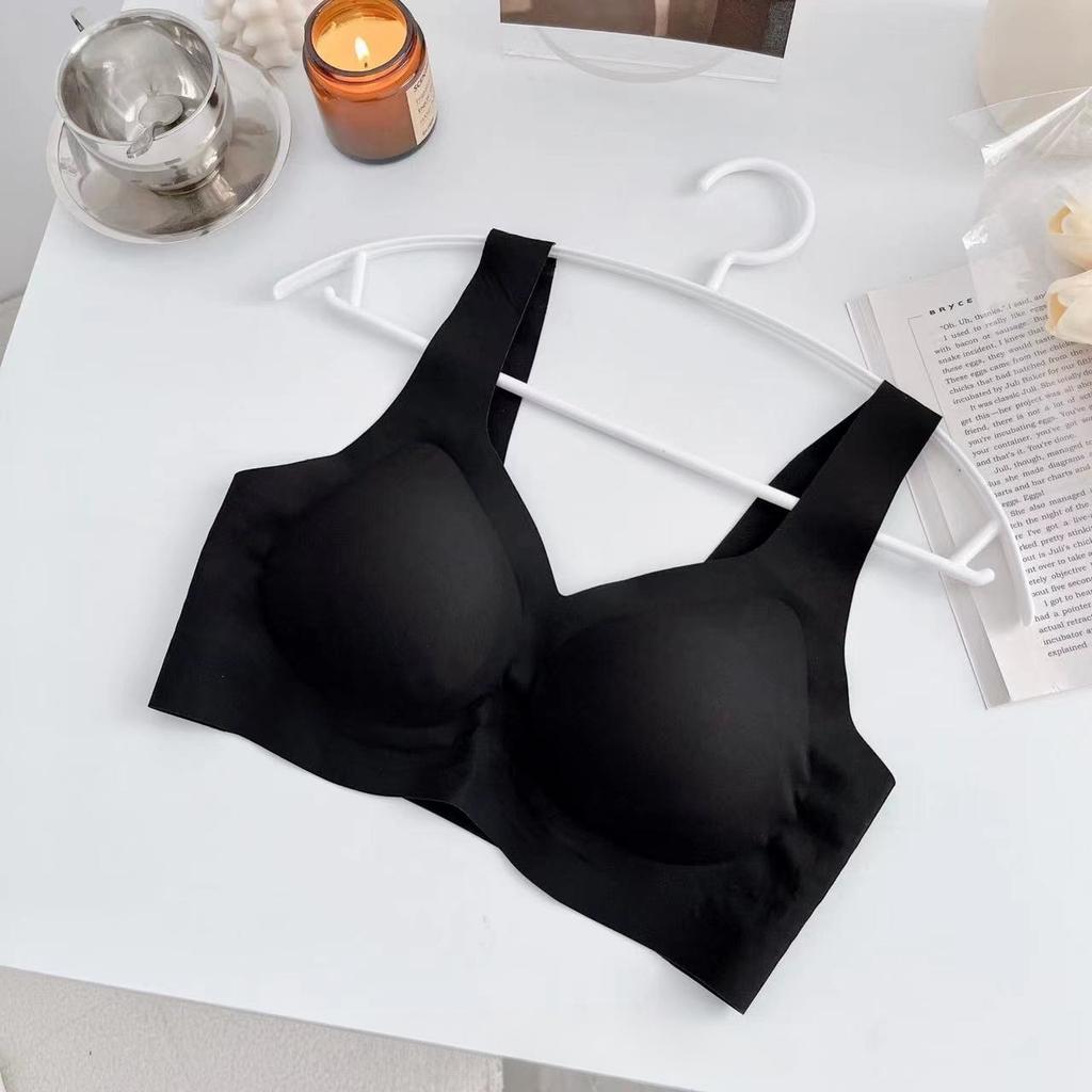 Black Technology Ice Mask Jelly Glue Seamless Underwear Women's Nude Vest Style Breast Enhancement Bra Without Rims