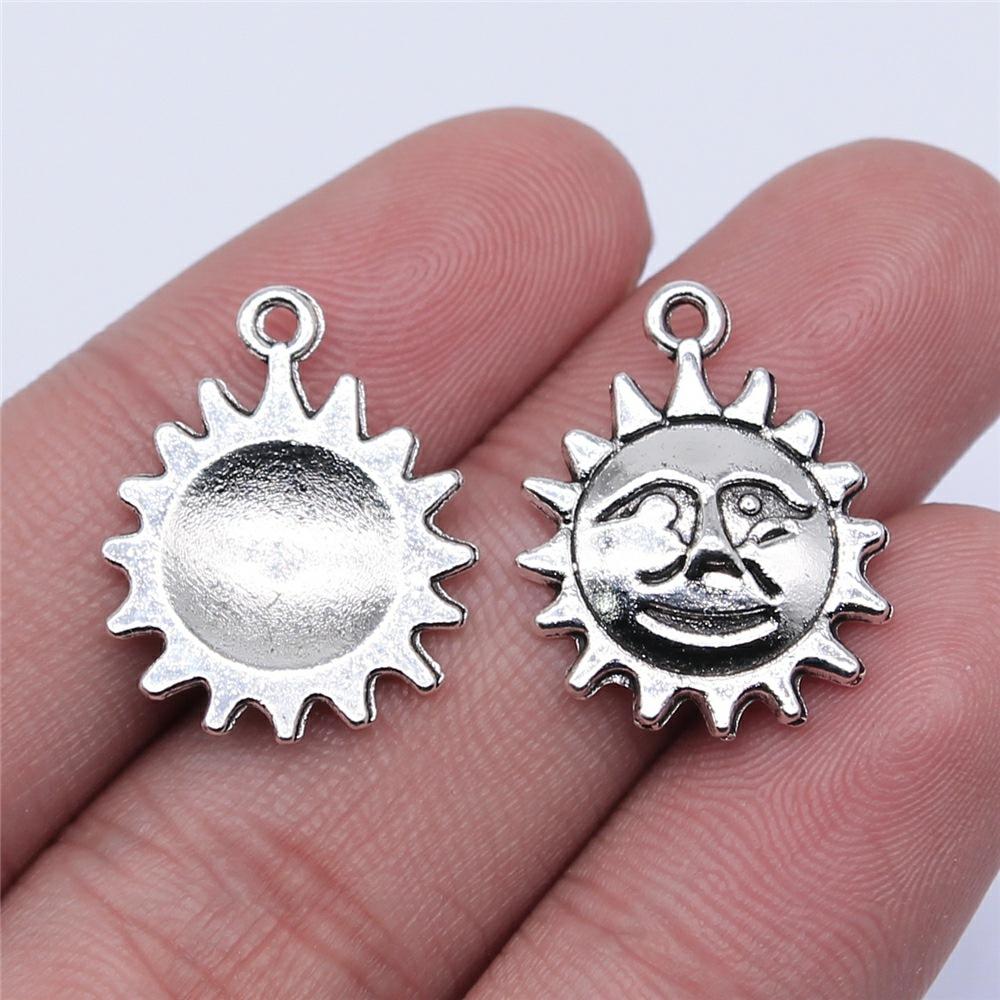 20pcs Sun Pendant Charms Antique Silver Color Sun Charms Jewelry DIY Sun Charms For Bracelet Making
